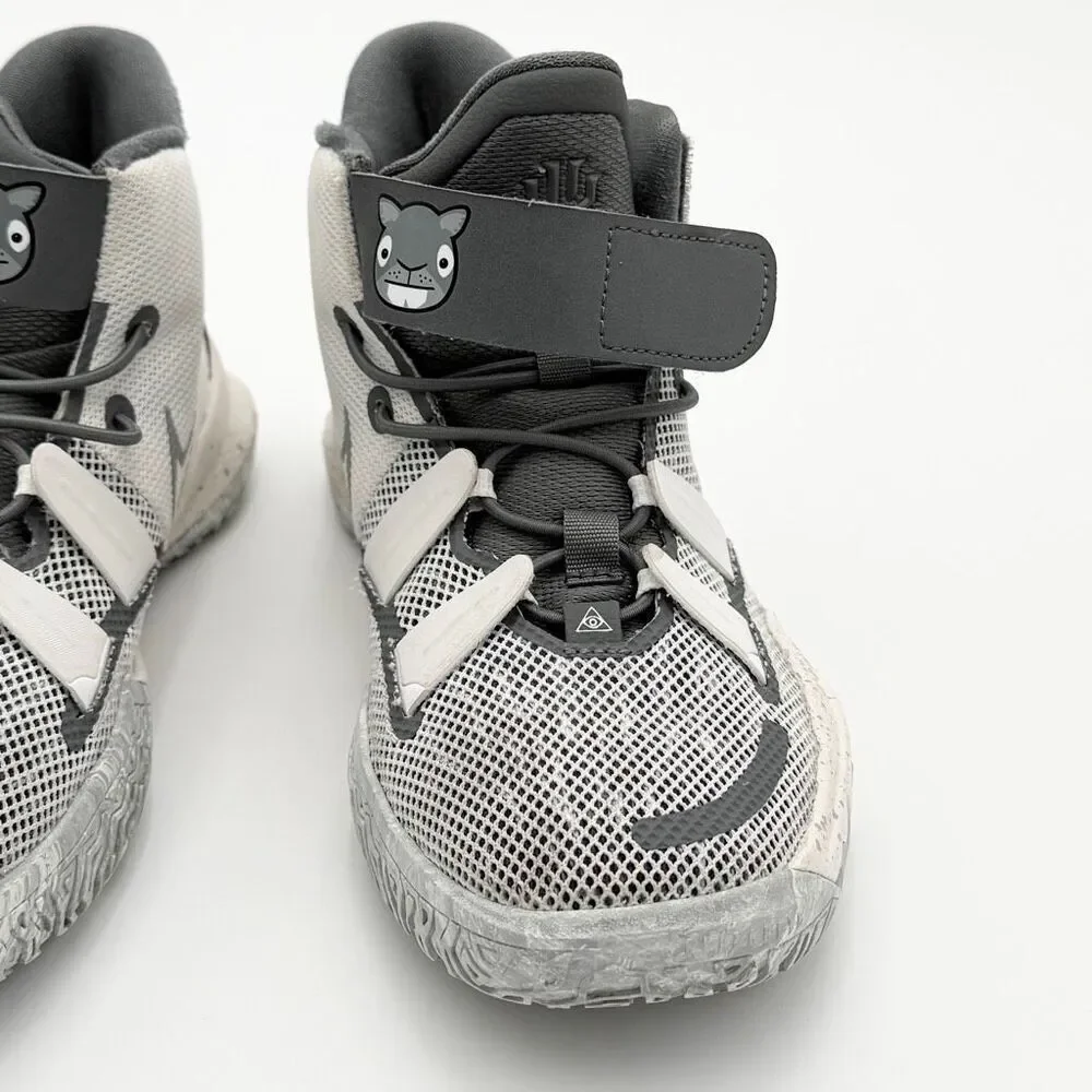 Nike Kyrie 4 Chip High Top Basketball Sneaker DB5623-011 Gray Mesh - Big Kids Si